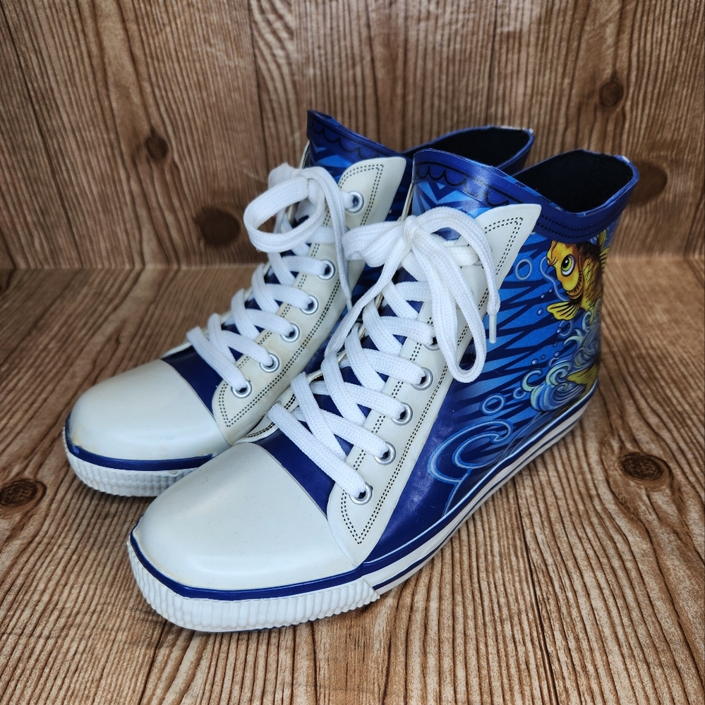 Ed Hardy Y2K Laceless Slip-On Women's High Top Koi‎ Rubber Sneaker Shoes Size 7